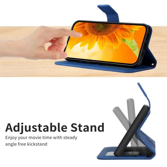 OEM - Samsung Galaxy S26 Plånboksfodral Solros Prägling Konstläder - Safir