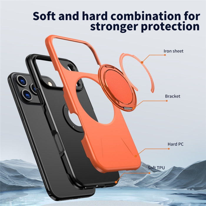 A-One Brand - iPhone 17 Pro Mobilskal MagSafe Rotating Kickstand - Orange