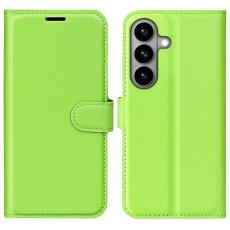 OEM - Litchi Samsung Galaxy S26 Pl&aring;nboksfodral Konstl&auml;der St&ouml;ts&auml;ker - Gr&ouml;n