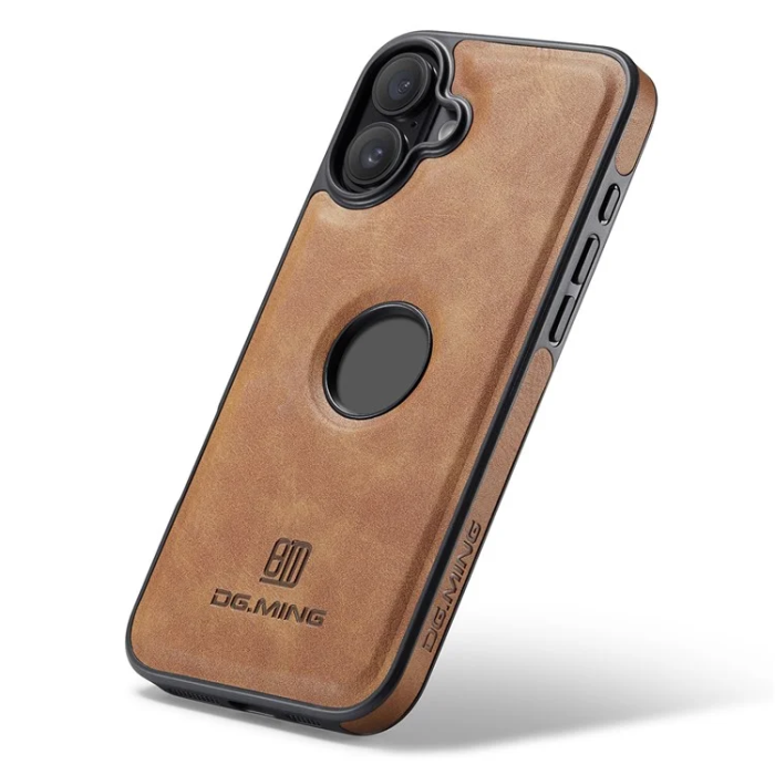 DG.MING - DG.MING iPhone 16 Mobilskal Anti-Drop Läder - Brun