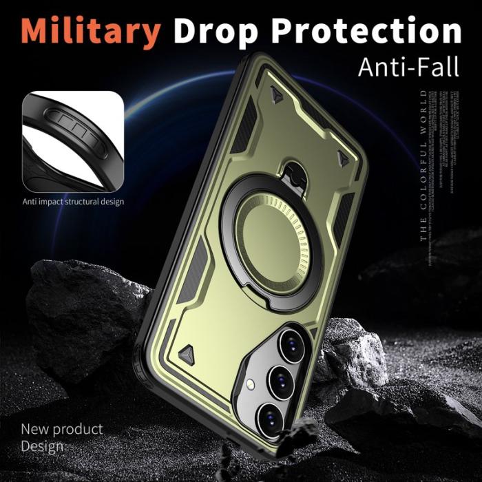 N/A - Mobilskal till Samsung Galaxy S25/S24 Plast Militärskydd - Olivgrön