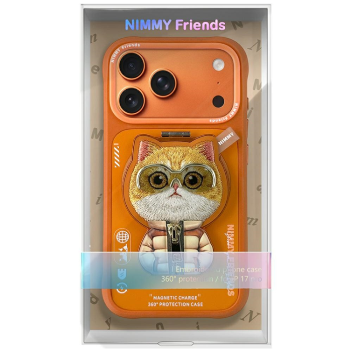 NIMMY - Nimmy iPhone 17 Pro Max Mobilskal MagSafe Pendant Cool&Cute 2.0 Cat - Orange