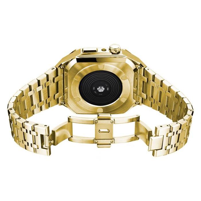 A-One Brand - Apple Watch 4/5/6/7/8/SE (44/45mm) Luxury Band Armor Stainless Steel - Guld