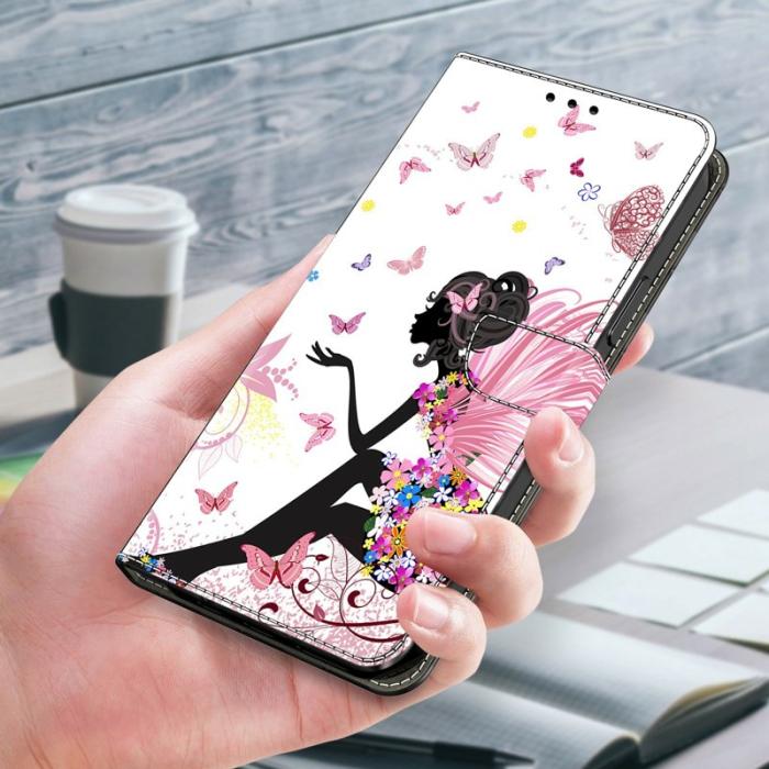 OEM - Samsung Galaxy A57 Plånboksfodral Konstläder Mönstertryck - Vit