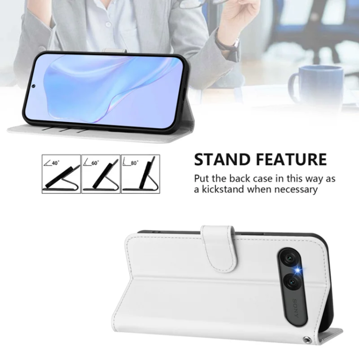 A-One Brand - Sony Xperia 10 VII Plånboksfodral Solid Color Läder - Vit