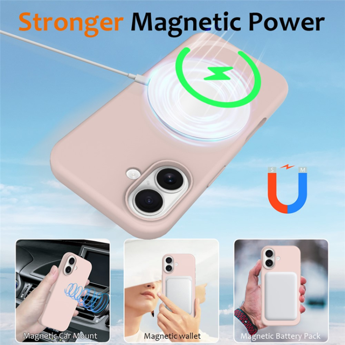 A-One Brand - iPhone 17 Mobilskal MagSafe Silikon Anti-Drop - Rosa