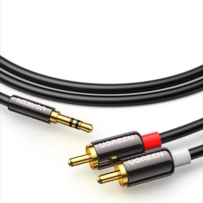Ugreen - Ugreen 2 RCA Till Audio Kabel 3.5mm Mini Jack 1.5m - Svart