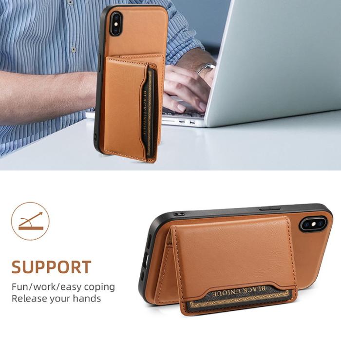 DENIOR - DENIOR iPhone XS Max Fodral Kickstand KonstLäder Khaki