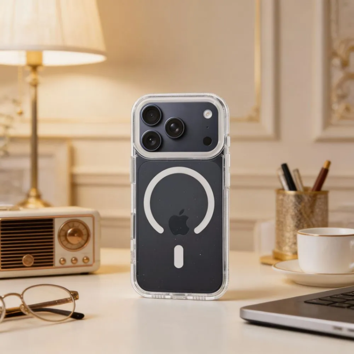 A-One Brand - Mobilskal För iPhone 17 Pro MagSafe Frame Clear Hybrid - Clear