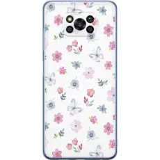 Gustaf - Mobilskal till Xiaomi Poco X3 Pro med Blommor och fj&auml;rillar