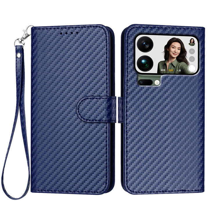 Xiaomi 17 Pro Max Konstläder Plånboksfodral Carbon Fiber (Blå) | 2353 | AlltMobil