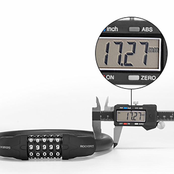 Rockbros - Rockbros Cykellås med 5-siffrig kod Stålvajer 85 cm RKS870-BK - Svart