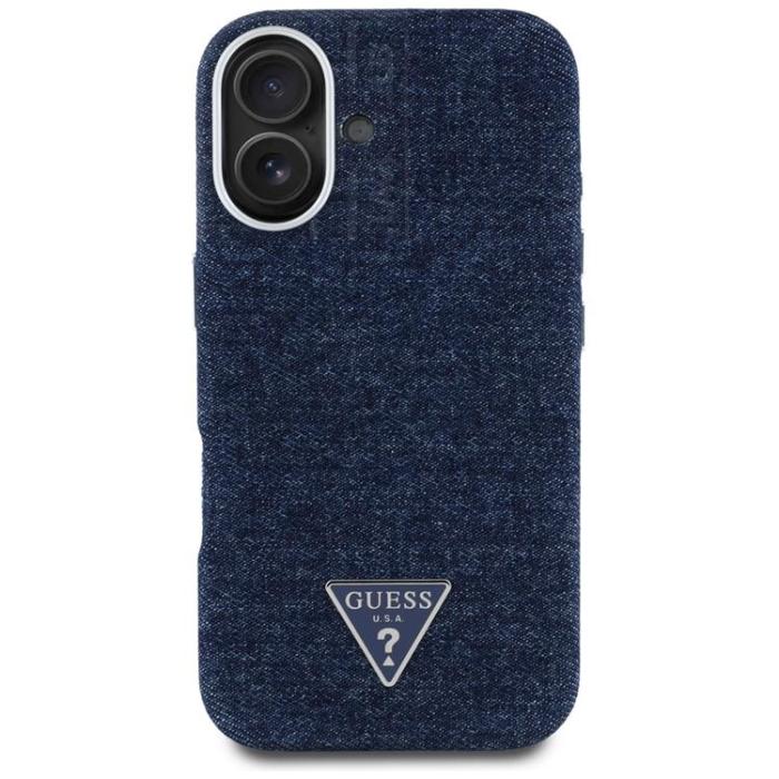 Guess - Guess iPhone 16 Mobilskal MagSafe Denim Triangle Logo - Blå