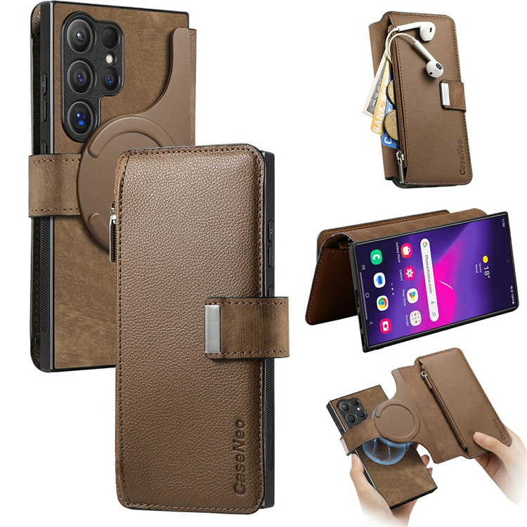 Caseneo Plånboksfodral För Galaxy S26 Ultra Magnetic Läder - Brun | 2353 | AlltMobil