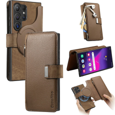 CASENEO - Caseneo Pl&aring;nboksfodral F&ouml;r Galaxy S26 Ultra Magnetic L&auml;der - Brun