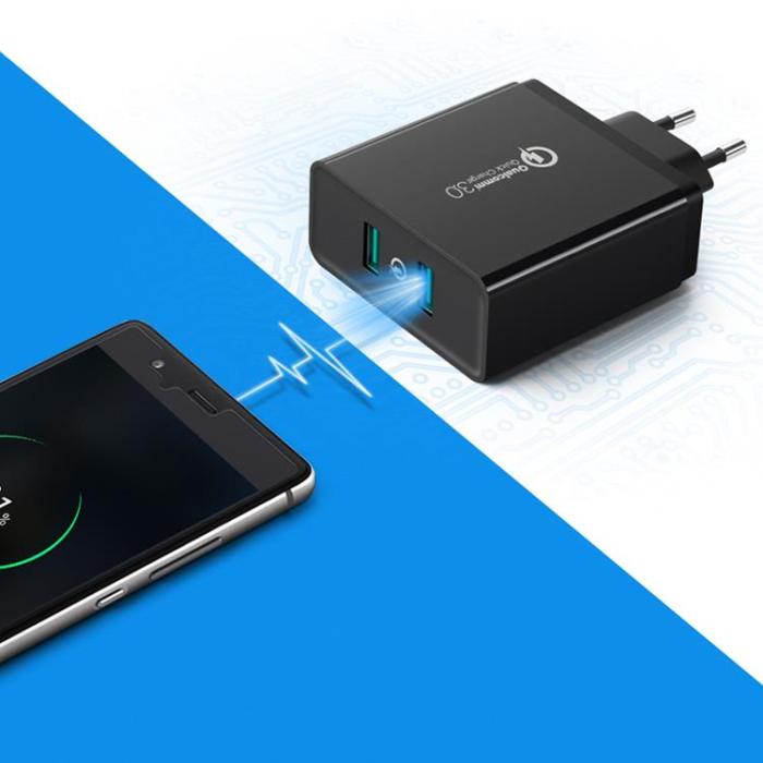 Ugreen - Ugreen Väggladdare 2xUSB-A 36W - Svart