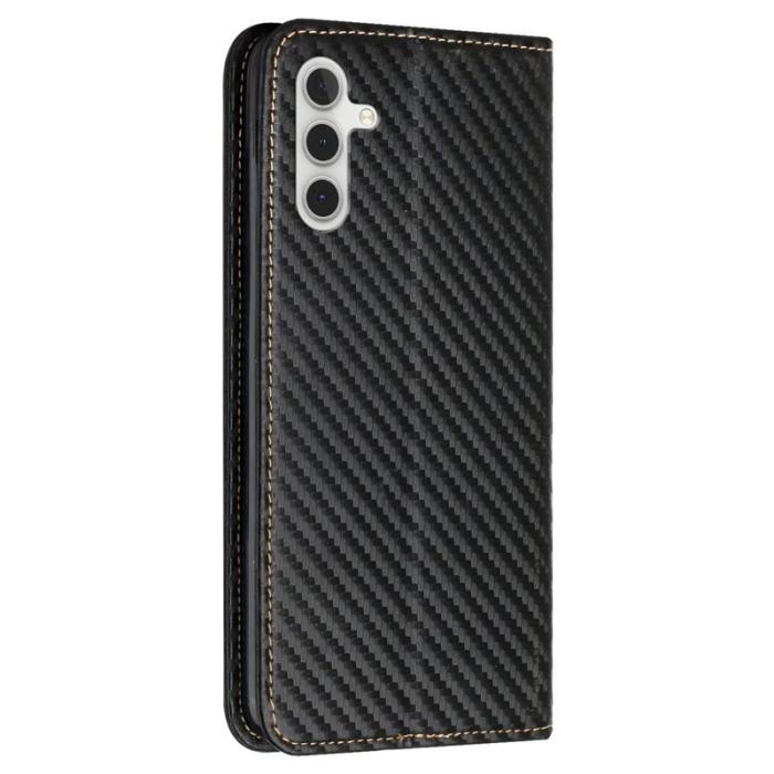 OEM - Samsung Galaxy A35 5G Skal Äkta Läder Kolfiber Textur - Svart