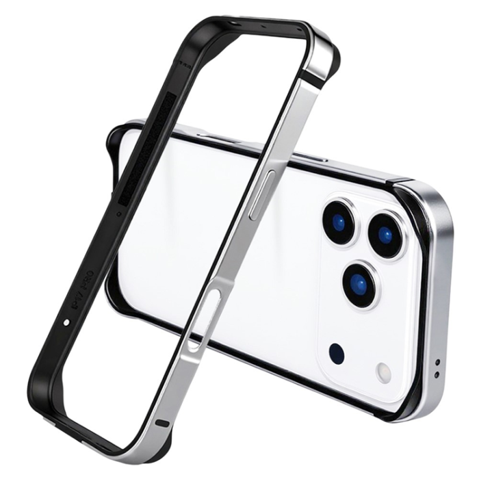 A-One Brand - iPhone 17 Pro Max Mobilskal Bumper Ultra Thin Metal TPU - Silver