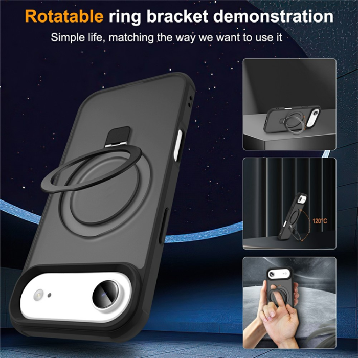 A-One Brand - iPhone 17 Air Mobilskal MagSafe TPU+PC Kickstand - Svart