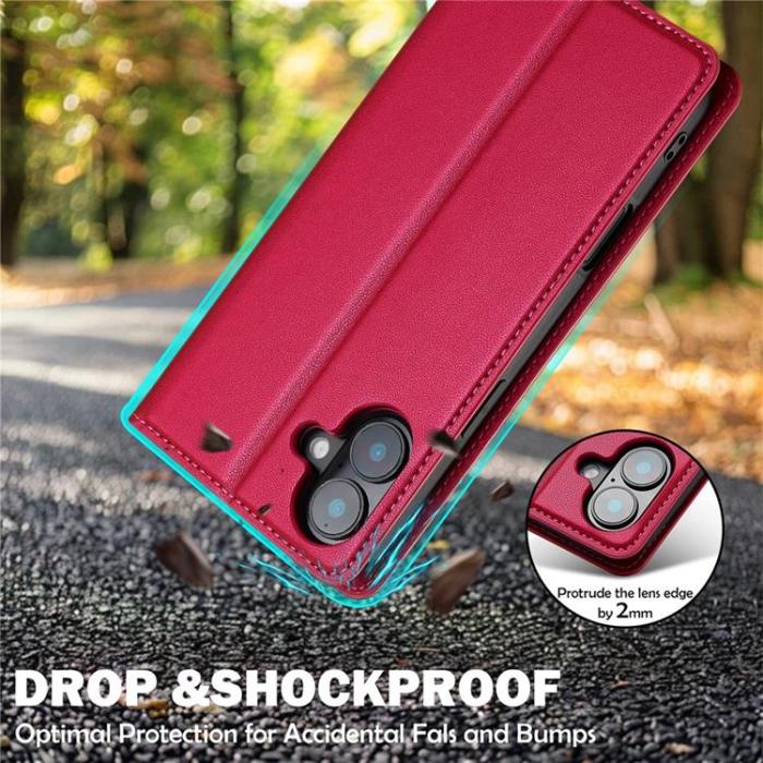 LC.imeeke - LC.IMEEKE iPhone 17 Plånboksfodral PU Läder - Röd