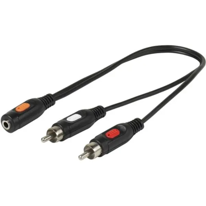UTGATT1 - Vivanco Audio Adapter 1×3,5mm hona 2xRCA/hane 0,2m - Svart