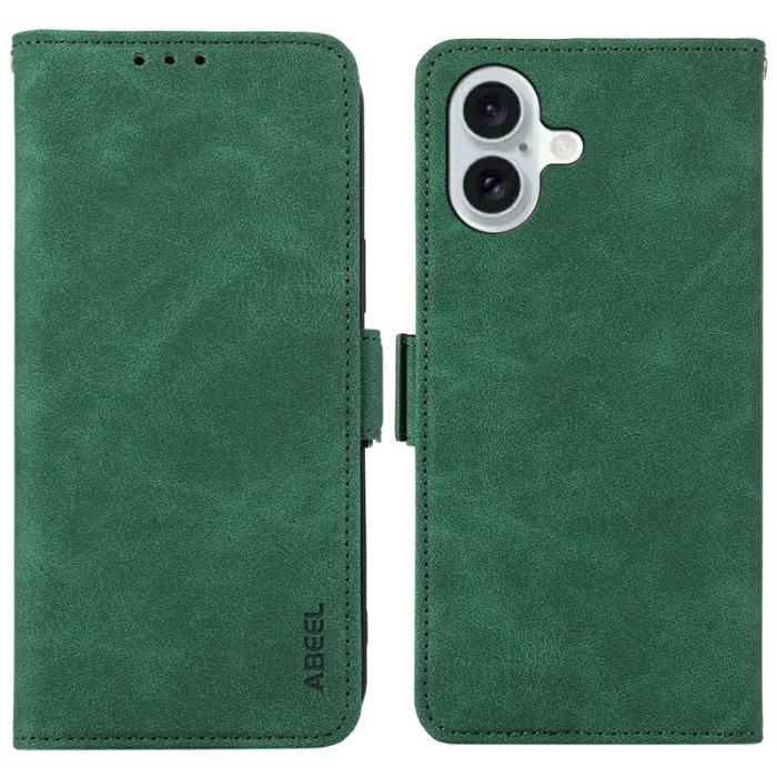 ABEEL - ABEEL iPhone 17 Plånboksfodral Konstläder Folio Ställ RFID Blockering Grön