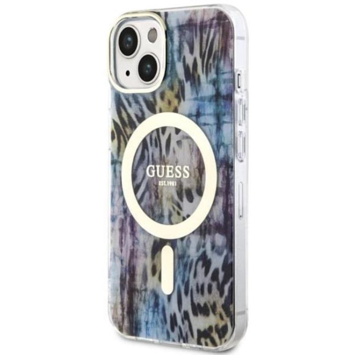 Guess - Guess iPhone 14 Mobilskal MagSafe Leopard - Blå