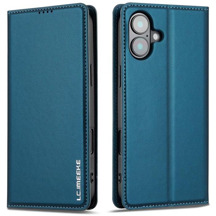 LC.imeeke - LC.IMEEKE iPhone 17 Plånboksfodral PU Läder - Blå
