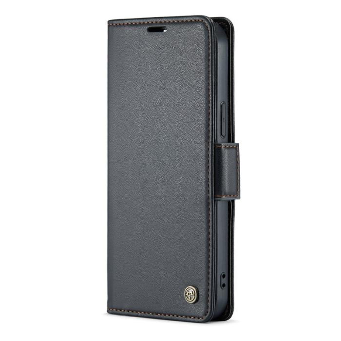 Caseme - CASEME iPhone 12 Pro Max Plånboksfodral Konstläder RFID-Skydd Svart