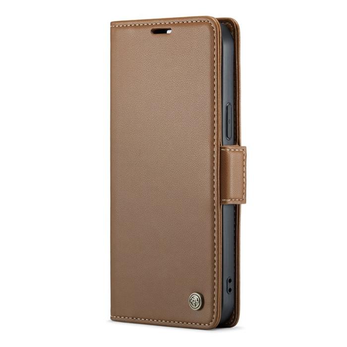 Caseme - CASEME iPhone 12 Pro Max Plånboksfodral Konstläder RFID-Skydd Brun