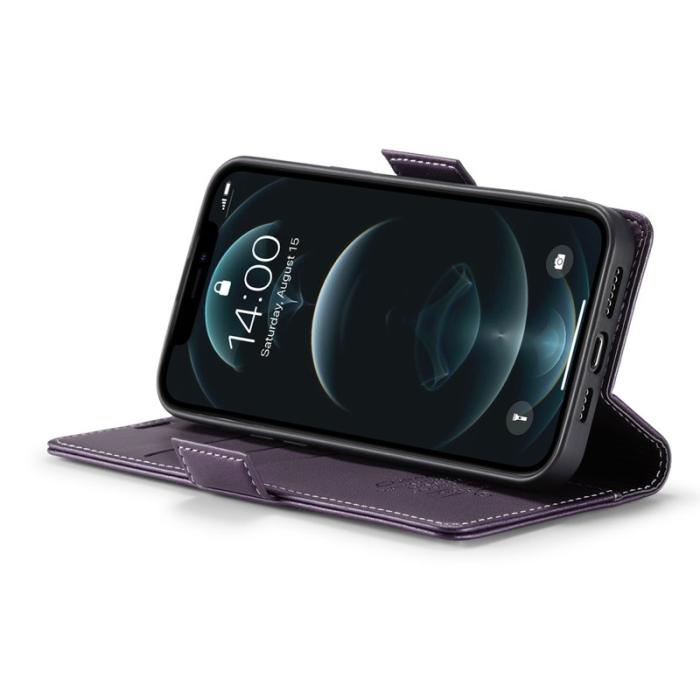 Caseme - CASEME iPhone 12 Pro Max Plånboksfodral Konstläder RFID-Skydd Lila
