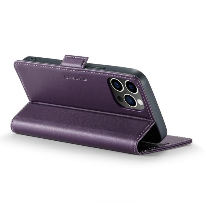 Caseme - CASEME iPhone 12 Pro Max Plånboksfodral Konstläder RFID-Skydd Lila