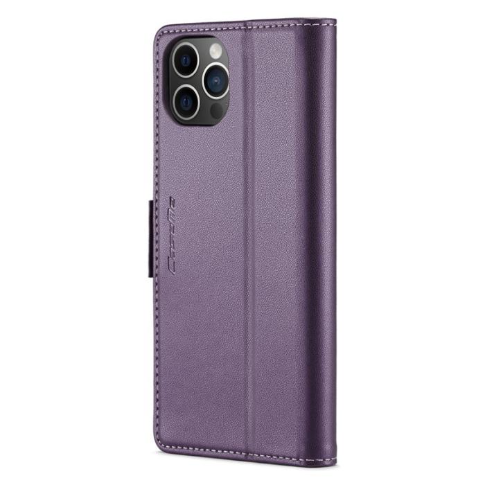 Caseme - CASEME iPhone 12 Pro Max Plånboksfodral Konstläder RFID-Skydd Lila