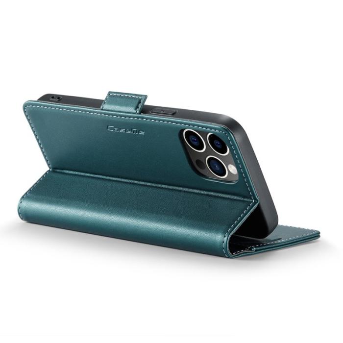Caseme - CASEME iPhone 12 Pro Max Plånboksfodral Konstläder RFID-Skydd Grön