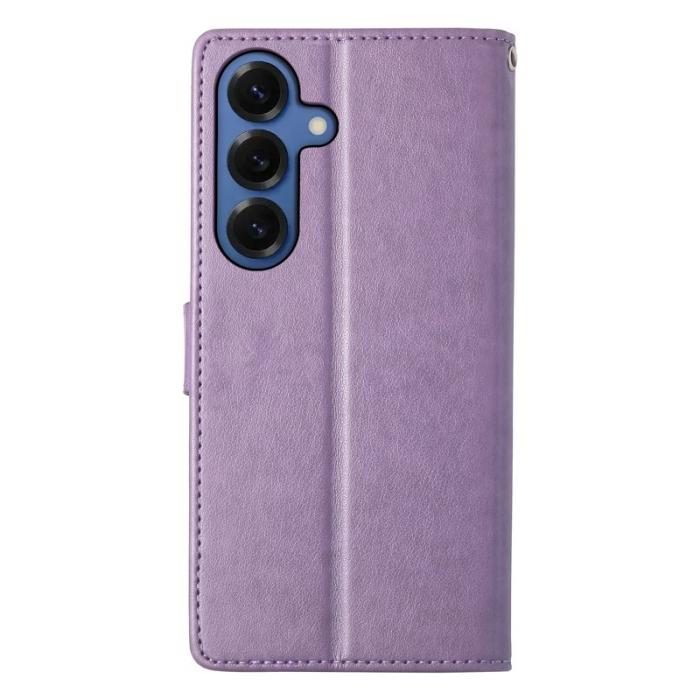 OEM - Samsung Galaxy S26 Plånboksfodral Fjäril Blommönster Konstläder - Lila