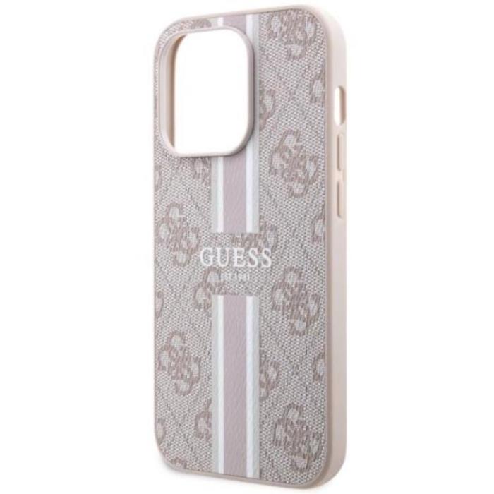 Guess - Guess iPhone 14 Pro Mobilskal MagSafe Printed Stripes Rosa