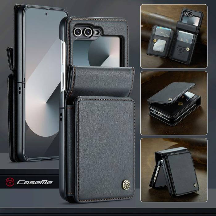 Caseme - CASEME C22 Mobilskal till Samsung Galaxy Z Flip7 FE 5G Läder Svart