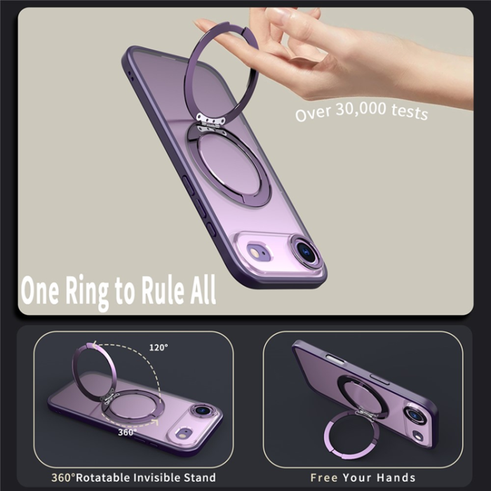 A-One Brand - iPhone Air Mobilskal Ring Kickstand TPU PC Clear - Mörklila