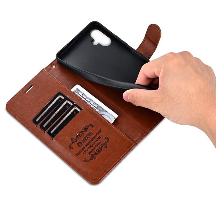 AZNS - AZNS Samsung Galaxy A06 Plånboksfodral Anti-Scratch Konstläder - Brun