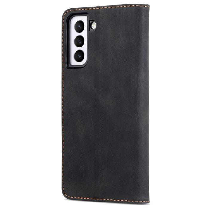 AZNS - AZNS Stand Samsung Galaxy S22 Plånboksfodral Konstläder - Svart