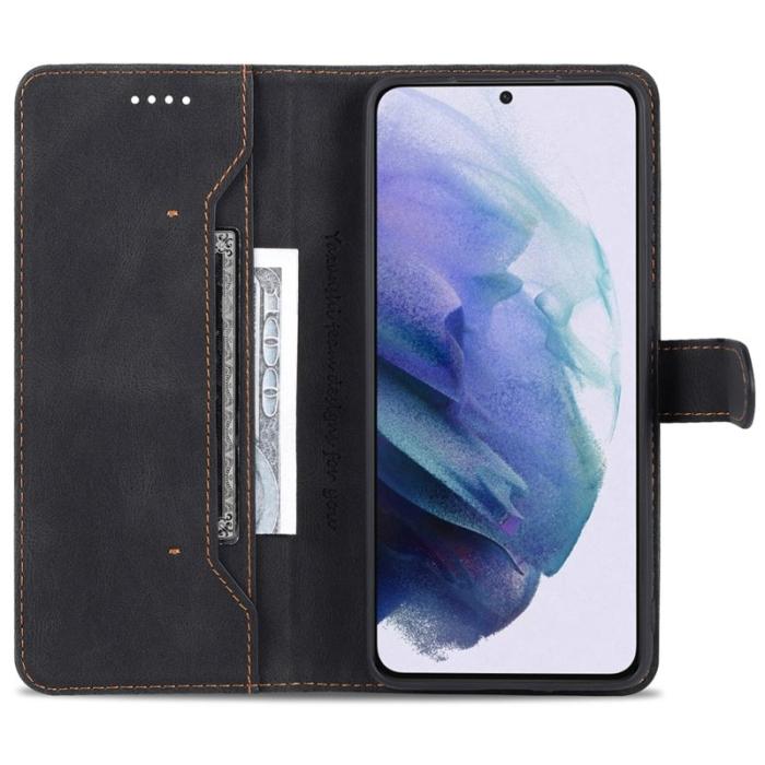 AZNS - AZNS Stand Samsung Galaxy S22 Plånboksfodral Konstläder - Svart