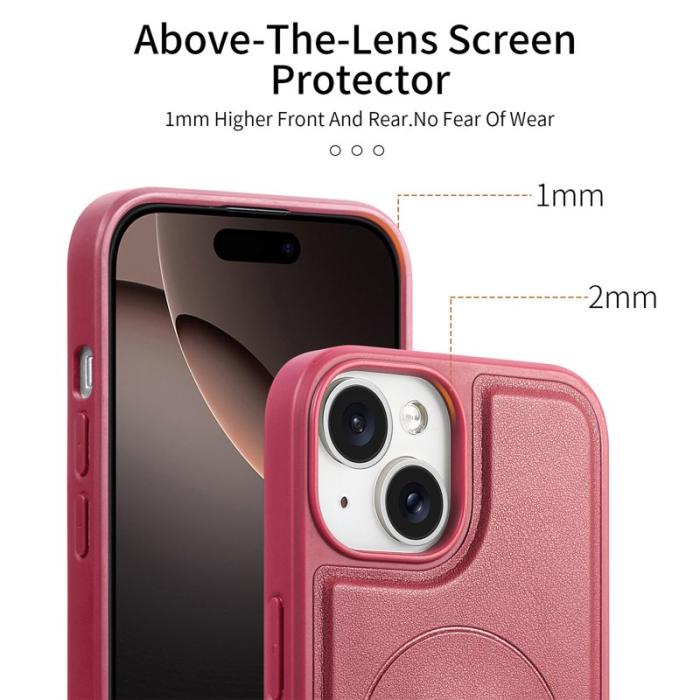 CASENEO - CASENEO iPhone 15 Plus Fodral KonstLäder - Röd