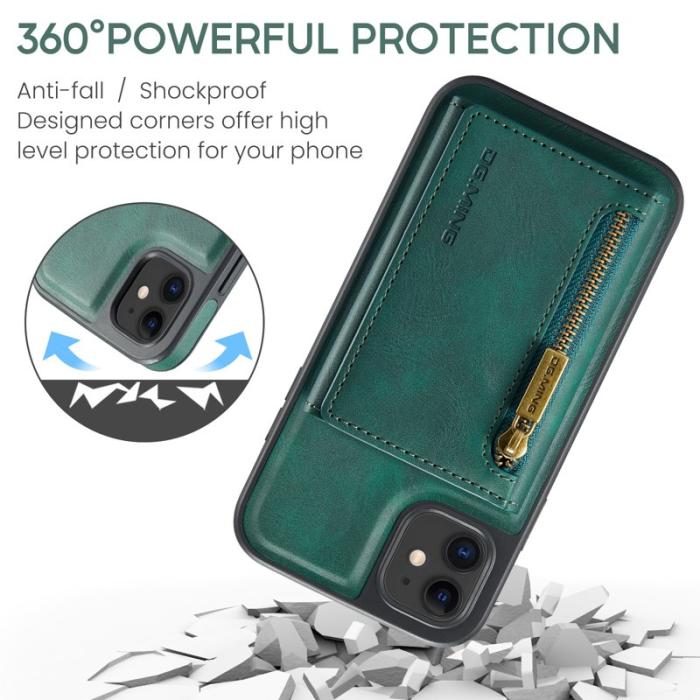 DG.MING - DG.MING iPhone 11 Konstläder Plånboksfodral med kortfickor - Grön