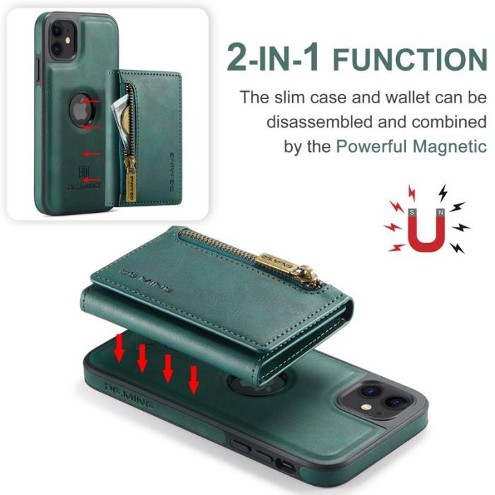 DG.MING - DG.MING iPhone 11 Konstläder Plånboksfodral med kortfickor - Grön