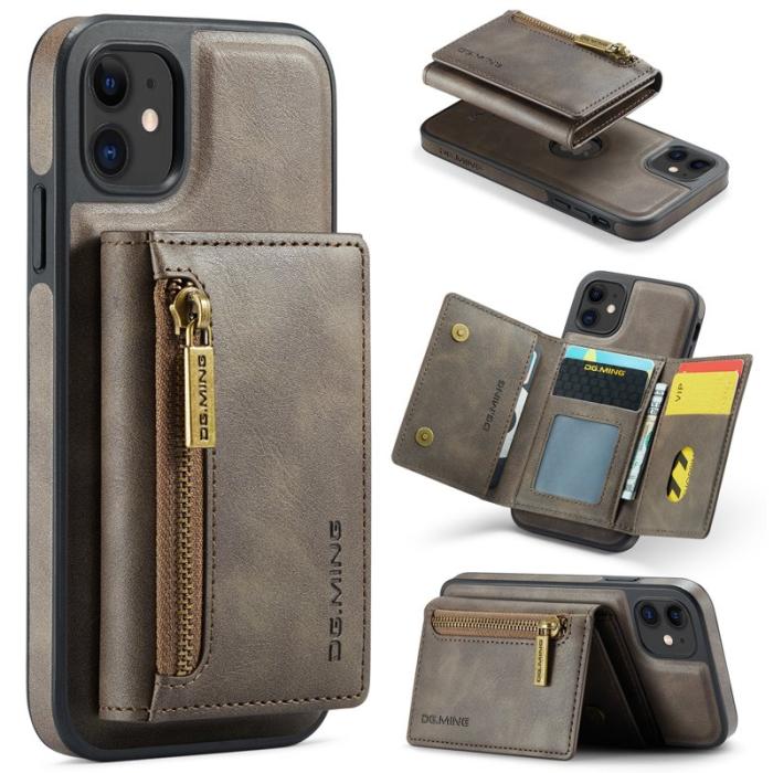 DG.MING - DG.MING iPhone 11 Konstläder Plånboksfodral med kortfickor - Brun