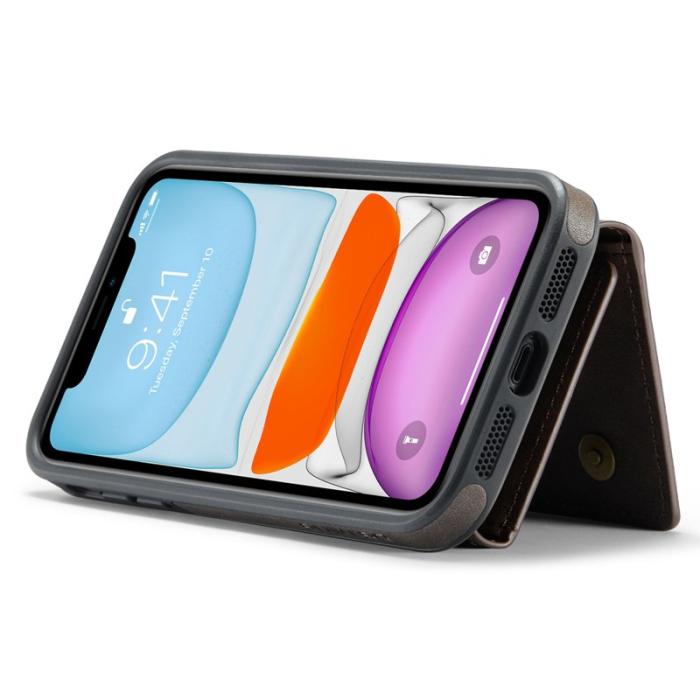 DG.MING - DG.MING iPhone 11 Konstläder Plånboksfodral med kortfickor - Brun