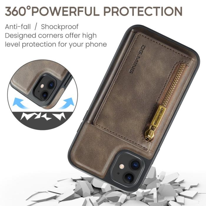 DG.MING - DG.MING iPhone 11 Konstläder Plånboksfodral med kortfickor - Brun