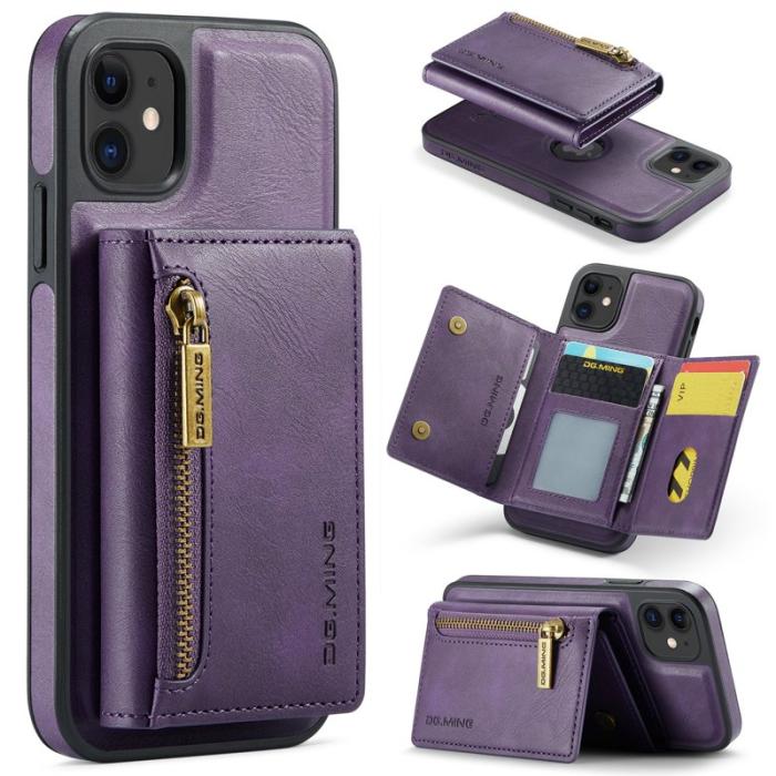 DG.MING - DG.MING iPhone 11 Konstläder Plånboksfodral med Kortfickor - Lila