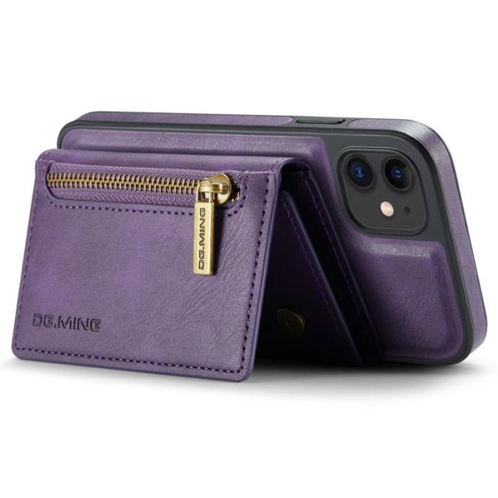 DG.MING - DG.MING iPhone 11 Konstläder Plånboksfodral med Kortfickor - Lila