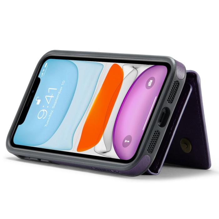 DG.MING - DG.MING iPhone 11 Konstläder Plånboksfodral med Kortfickor - Lila